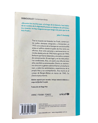 Diario de Ana Frank (edición escolar, de bolsillo, Ediciones B / Debolsillo)