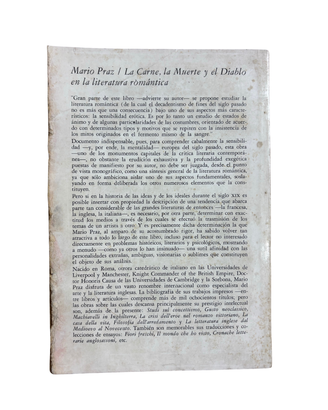 La carne, la muerte y el diablo - Mario Praz